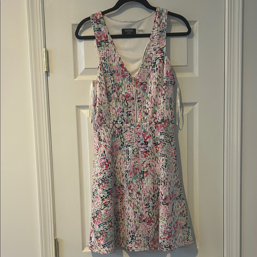GUESS Women's Pink and Black Patterned Mini Dress